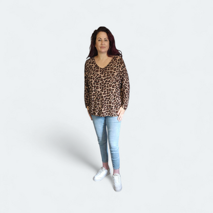 Truitje met panterprint bruin