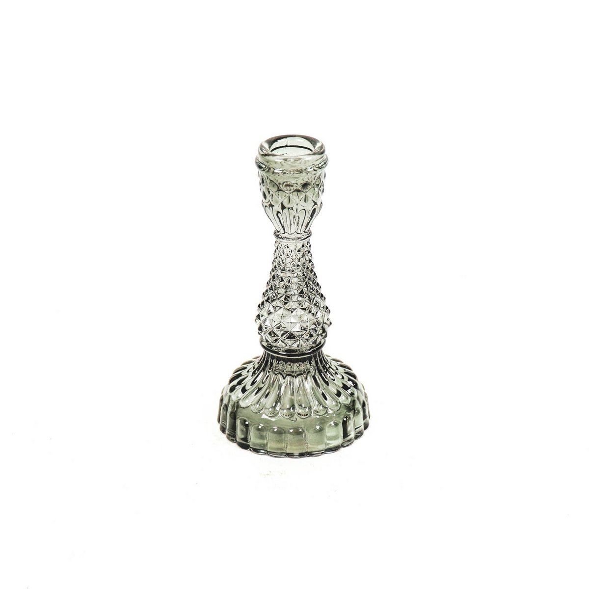 HV Glazen Kandelaar - Smokey - 8,5x16cm