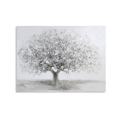 Schilderij "Big Tree" wit / grijs / zilver 90x70cm